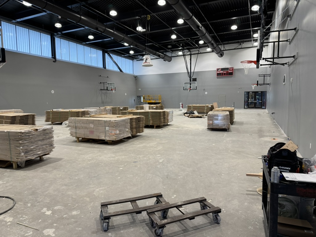 Main gym at Burlingame High School before the finished floor was installed