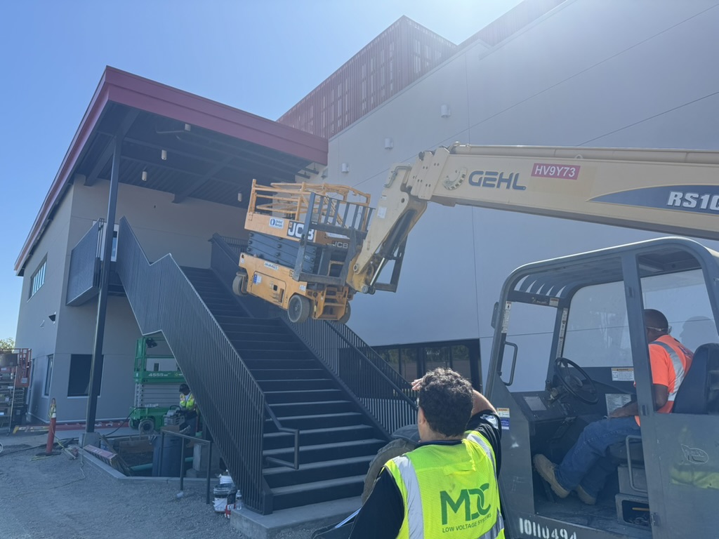 Equipment-access logistics at Burlingame High School during installation