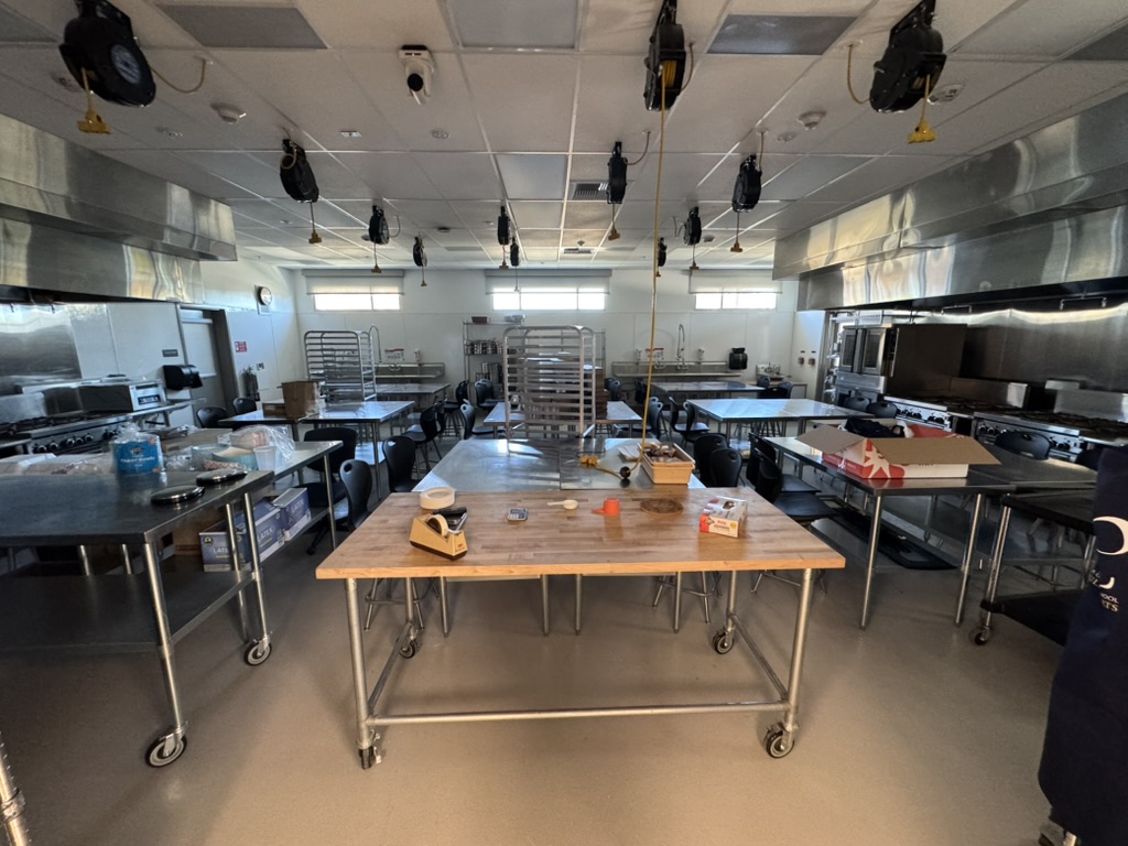 Culinary classroom at Elk Grove High School during AV infrastructure work