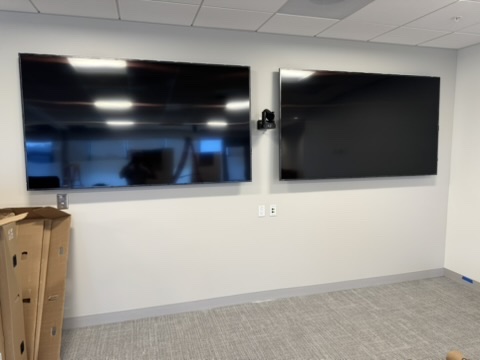 Another view of the dual-display installation at the GGRC Marin office