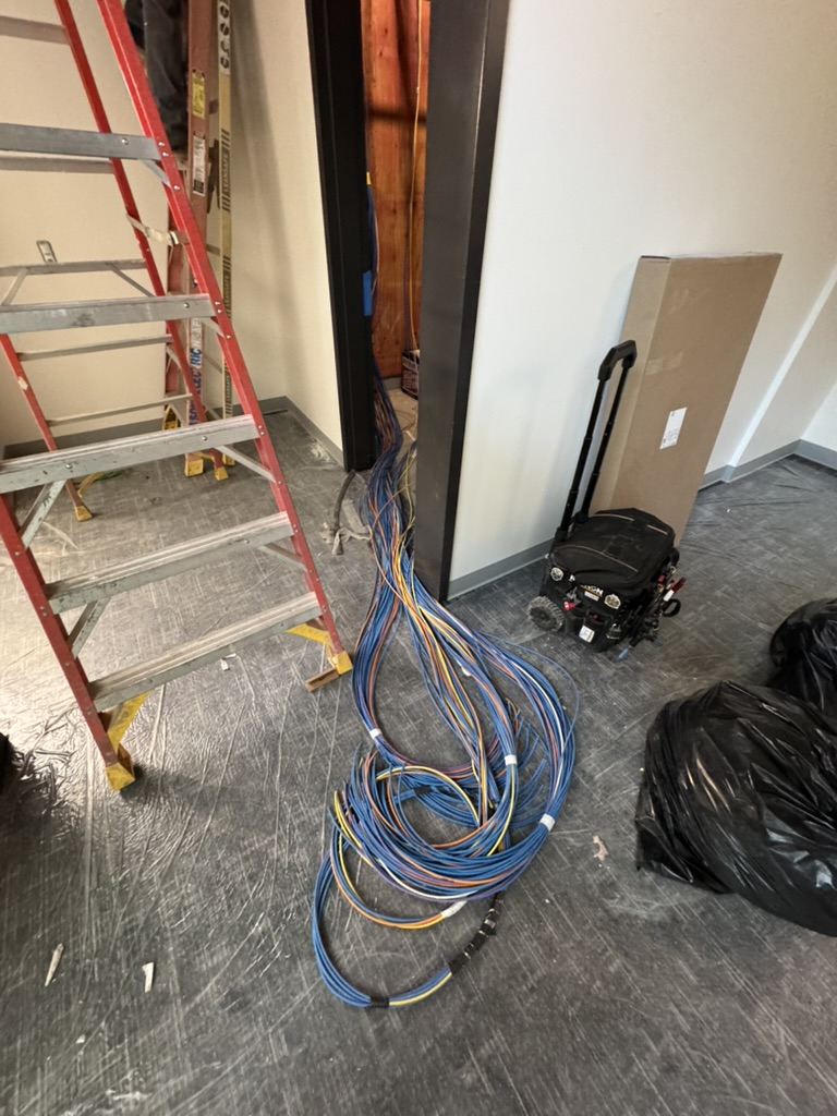 Organized cable bundle near doorway at JLS Middle School