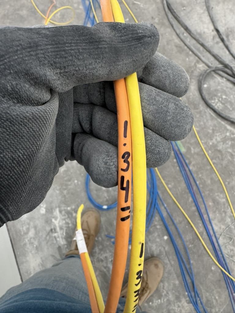 Labeled rough-in cables at JLS Middle School