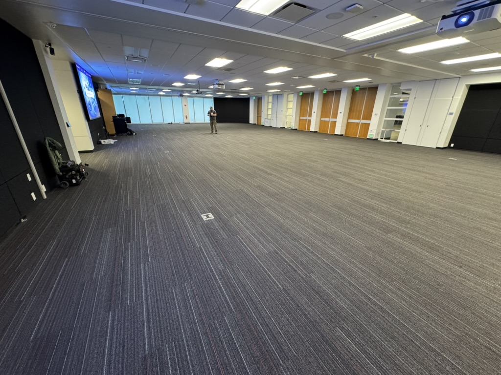 Finished room view showing projector installation at KLA-AHA