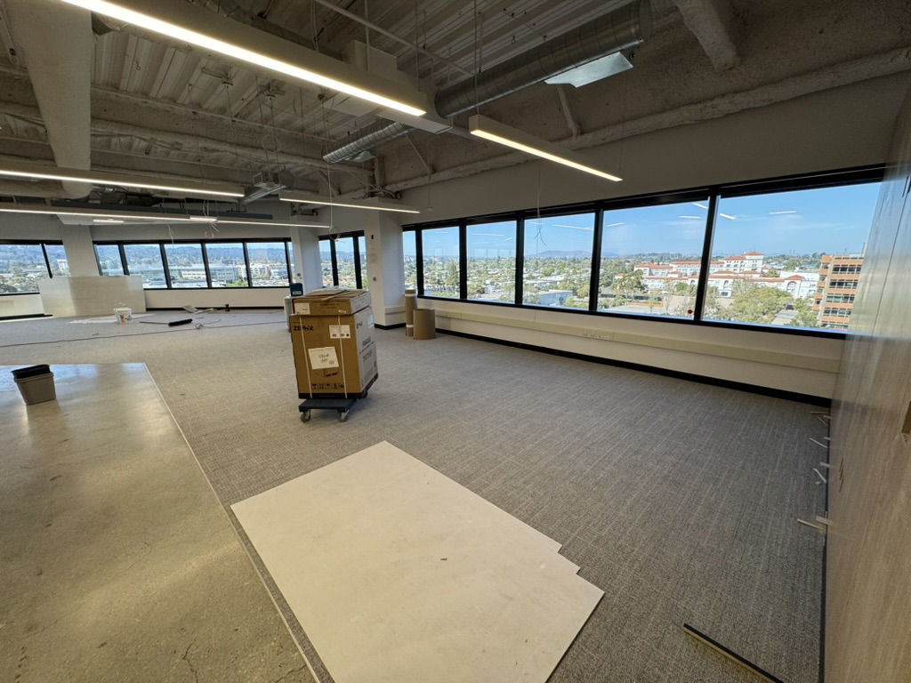 Open office area at Xero during early infrastructure and AV installation