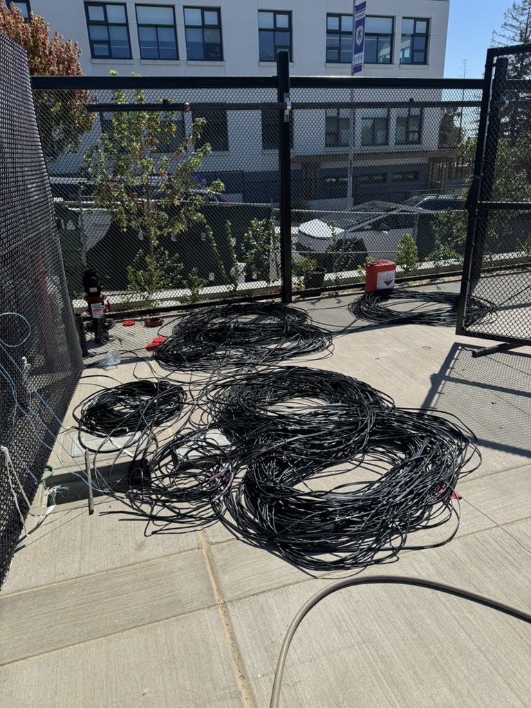 Large staged cable pulls at Piedmont Community Pool