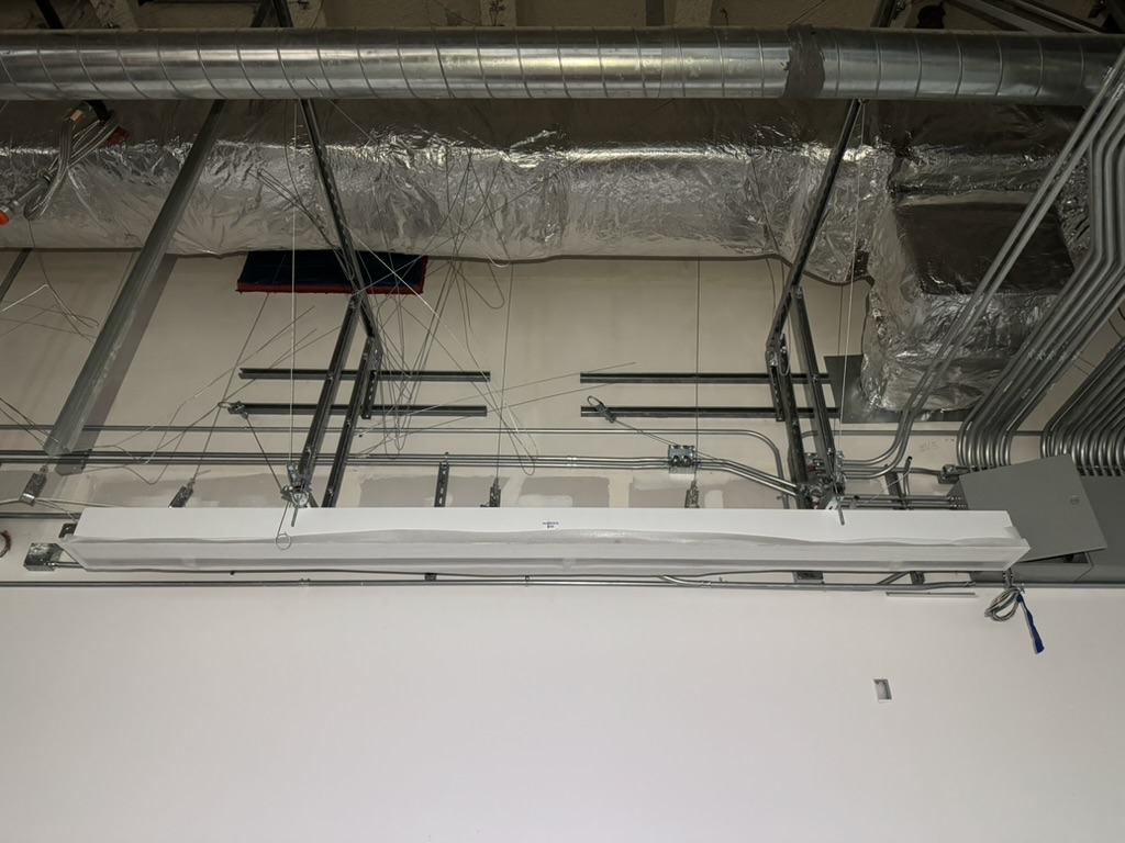 Installed projector screen infrastructure at Skyline College