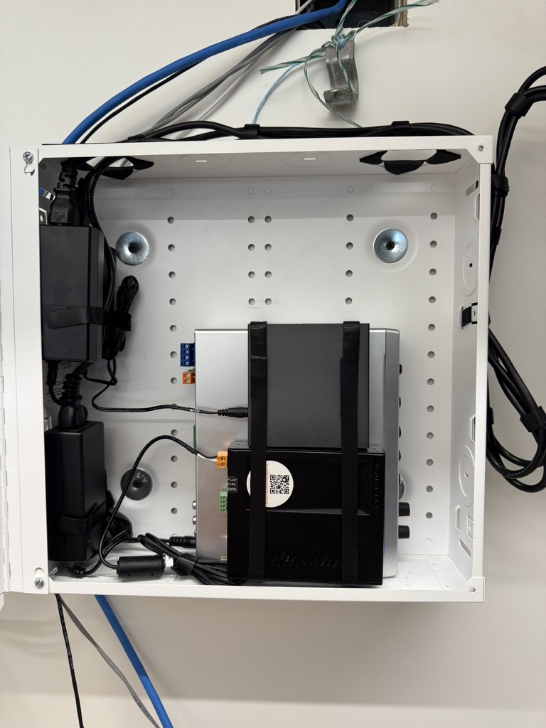 Installed classroom device box at Tennyson High School