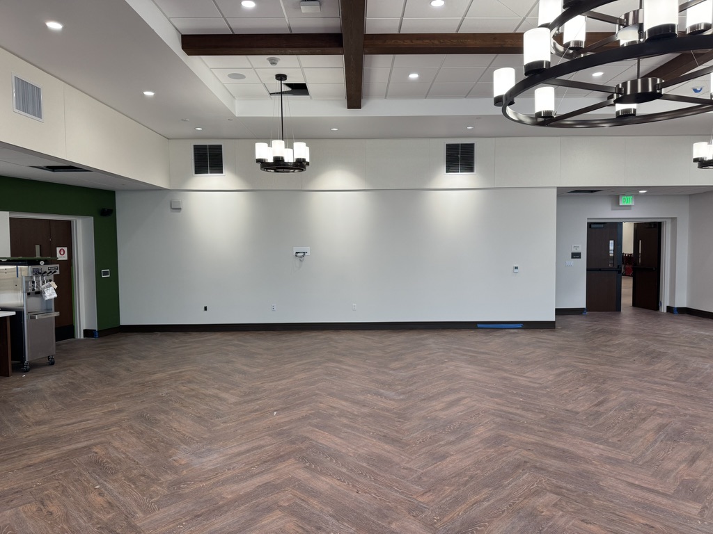 Finished wall condition in the Yountville Veterans Home dining hall area
